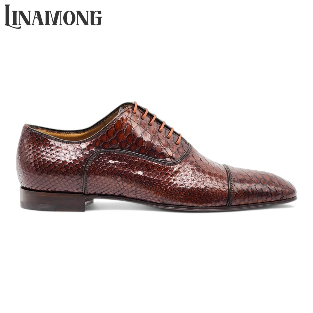 Brown Faux Python Leather Oxfo - Men'S Shoes Limited Edition ulasan dan harga