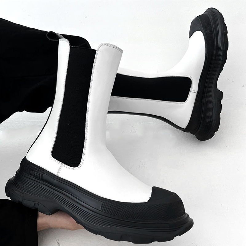 mens fashion punk stage high c - Men'S Shoes Black And White ulasan dan harga