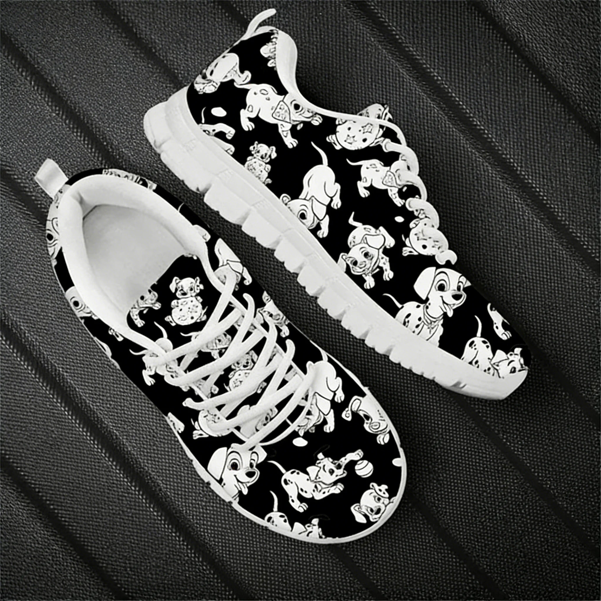 Dalmatian Dog Cute Pattern Wom - Men'S Shoes Black And White ulasan dan harga