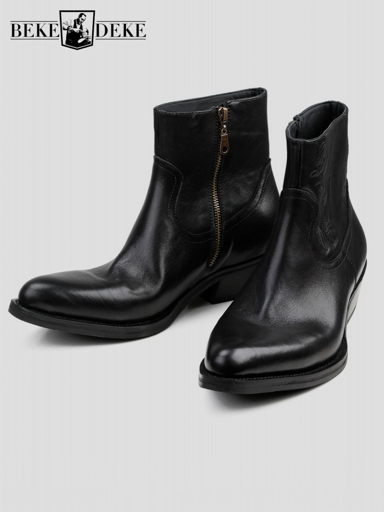 New Mens Zipper Cowskin Ankle  - Men'S Shoes Zipper ulasan dan harga