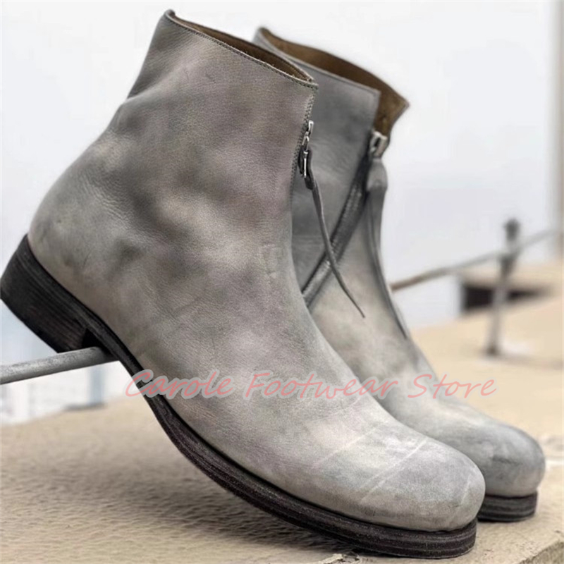 British Style Round Toe Chunky - Men'S Shoes Zipper ulasan dan harga