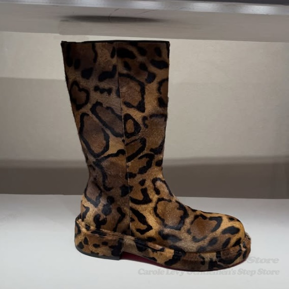 Brown Suede Leopard Print Mid  - Men'S Shoes Zipper ulasan dan harga